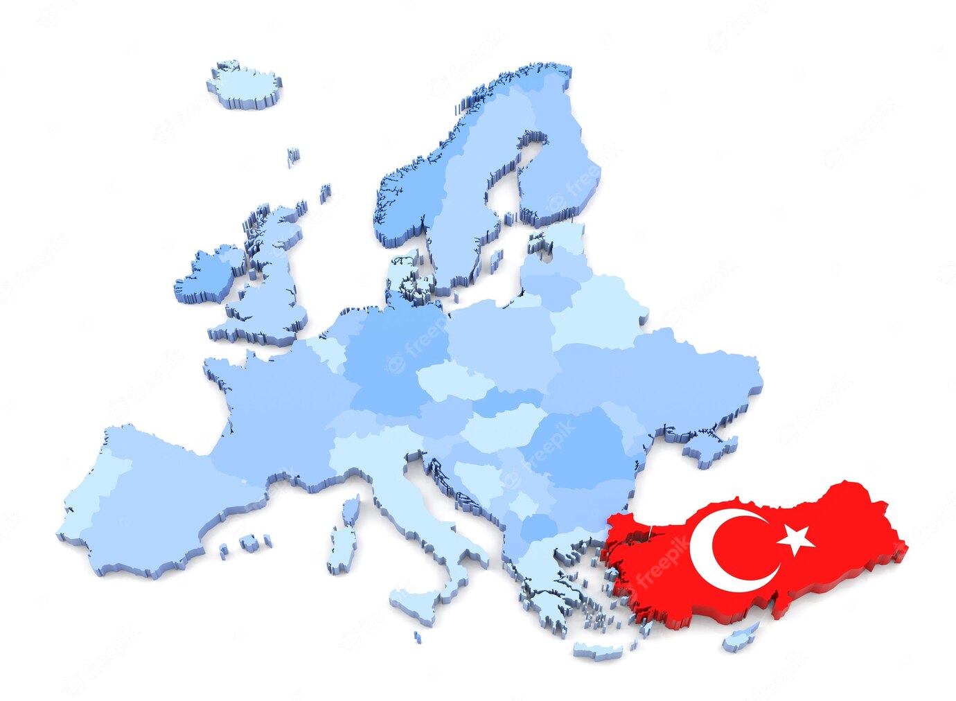 3d rendering europe map turkey with flag 519469 997