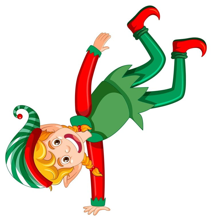 christmas elf dancing cartoon character 1308 122727