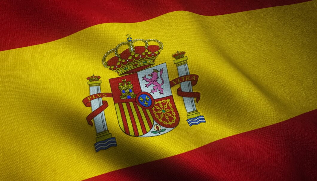 closeup shot realistic waving flag spain 181624 14702