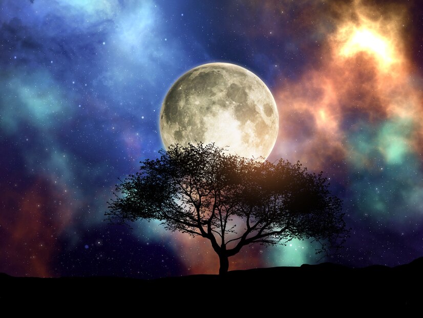 3d render silhouette tree against space sky with moon 1048 14318 1