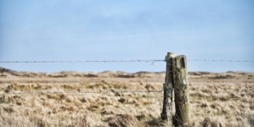 beautiful-shot-barbed-wires-tied-woods-middle-grass-field-clear-sky_181624-4780
