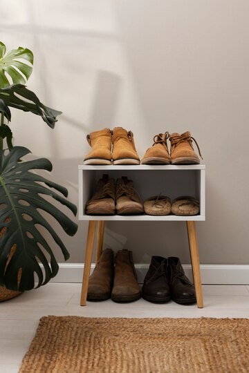 footwear stacked shoe rack indoors 23 2150991587