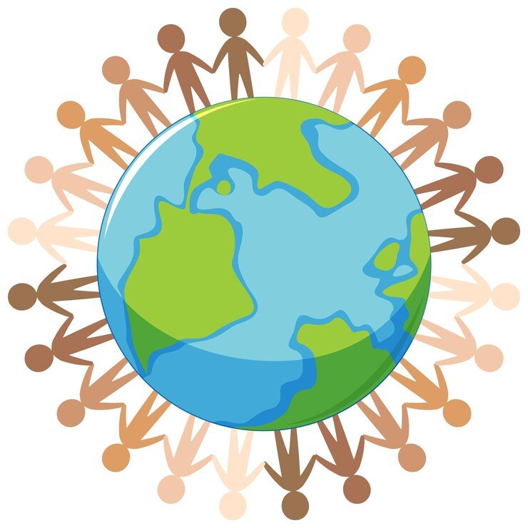 human icons around earth globe 1308 126290