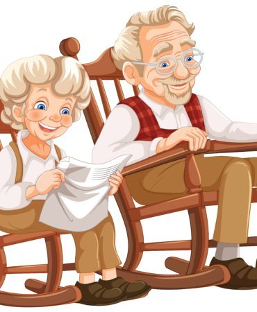 Elderly Couple Relaxing on Rocking Chairs