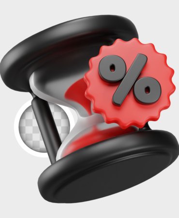 Hourglass with discount tag. 3d illustration