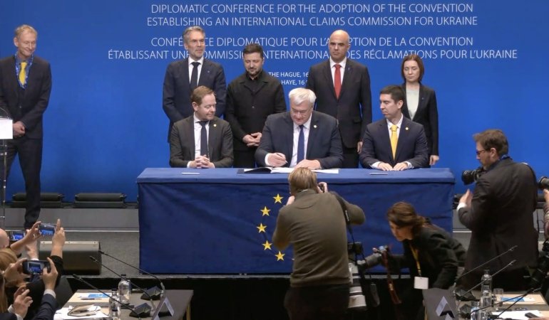 Ukrayna'nın savaş zararları için "Uluslararası Tazminat Komisyonu Sözleşmesi" Lahey'de imzalandı