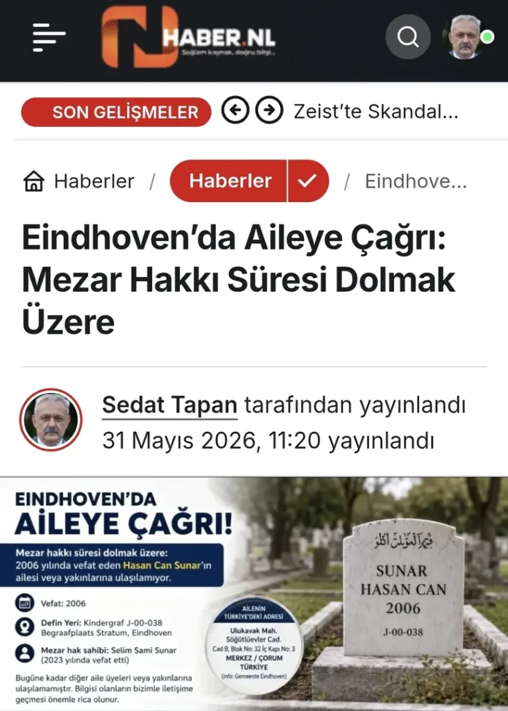 Eindhoven’daki Mezar İçin Aileye Ulaşıldı: Anne Hacer Sunar’dan Duygulandıran Açıklama