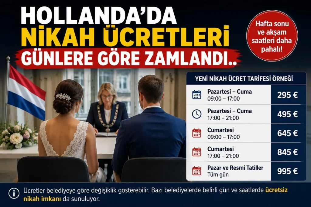 Hollanda'da nikah ücretleri zamlandı, ücret haftanın gününe göre değişiyor. 4 WhatsApp Image 2026 07 07 at 22.02.41