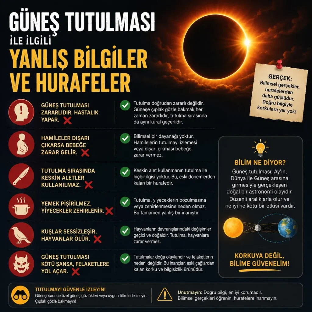 Güneş tutulması ile ilgili korkular, yanlış bilgiler ve hurafeler.