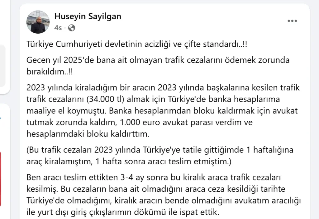 Türkiye’den gelen trafik cezası Hollanda’da yılların gurbetçisi Hüseyin Sayılgan’ı çileden çıkarttı! 5 Schermafbeelding 2026 09 01 184700