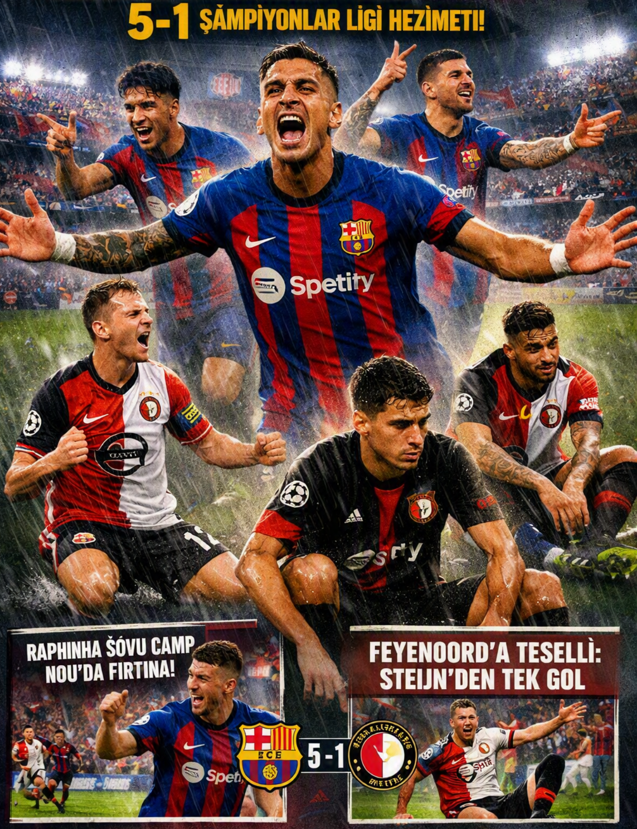 İspanyol fırtınası sert esti: Feyenoord, Camp Nou’da Barcelona’dan fark yedi: 5-1