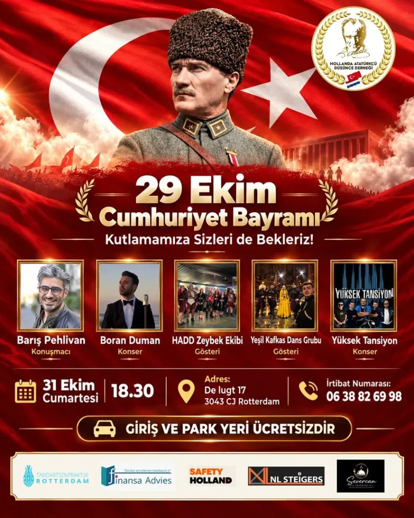 Hollanda Atatürkçü Düşünce Derneği, Cumhuriyet’in 103. yılını Rotterdam’da kutlayacak
